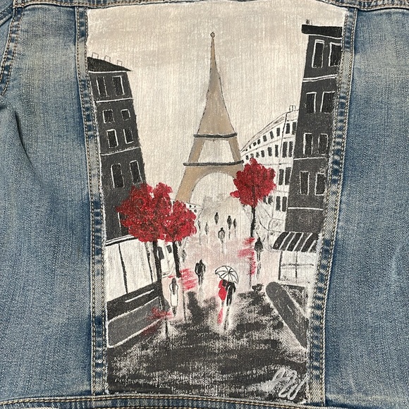 One of a kind Hand Painted AE Jean Jacket! - Picture 2 of 3